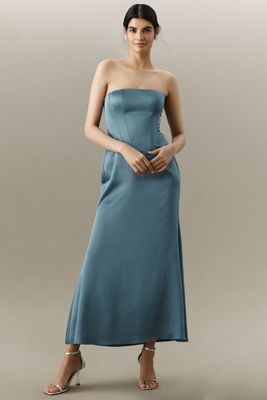 Mare Mare Strapless Corset Lace-Up Midi Dress
