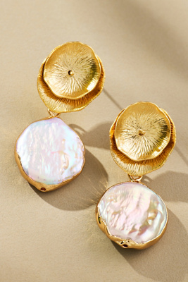 Set & Stones Reese Pearl Drop Earrings In Gold