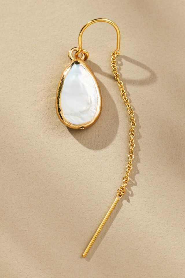 Set & Stones Carrie Teardrop Pearl Threader Earrings #1