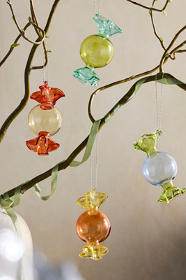 Terrain Two-tone Candy Glass Ornaments, Set Of 4