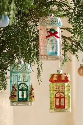 Festive House Ornaments, Set of 3
