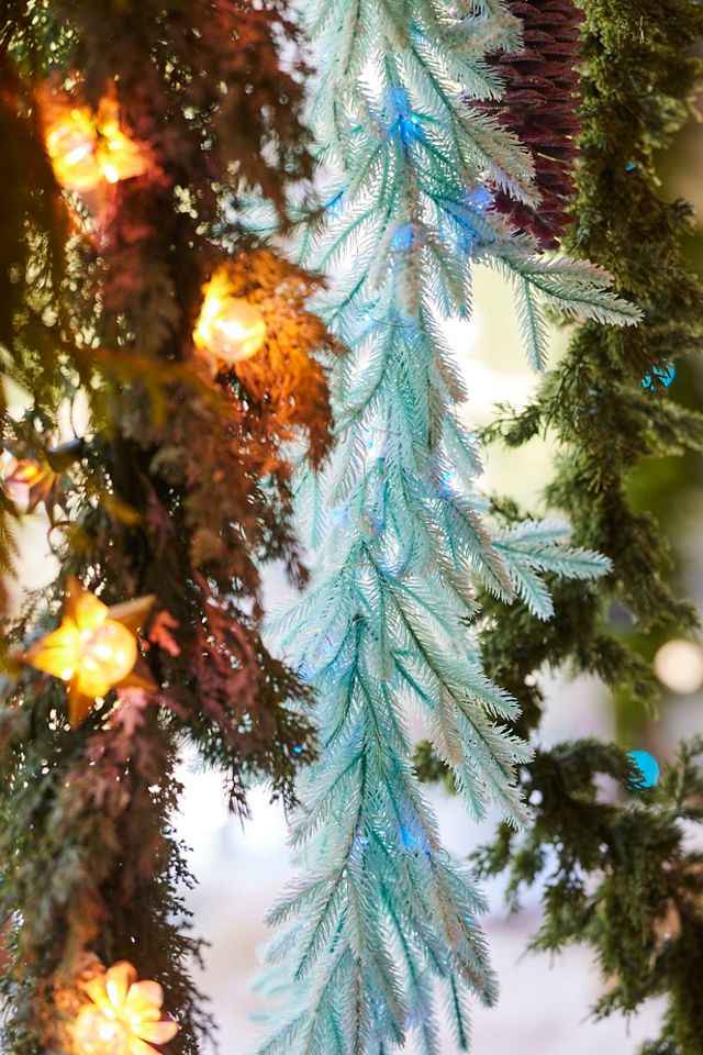 Flocked Mint Faux Fir Garland #4