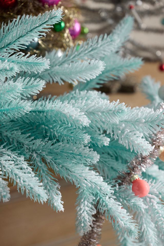 Flocked Mint Faux Fir Garland #1