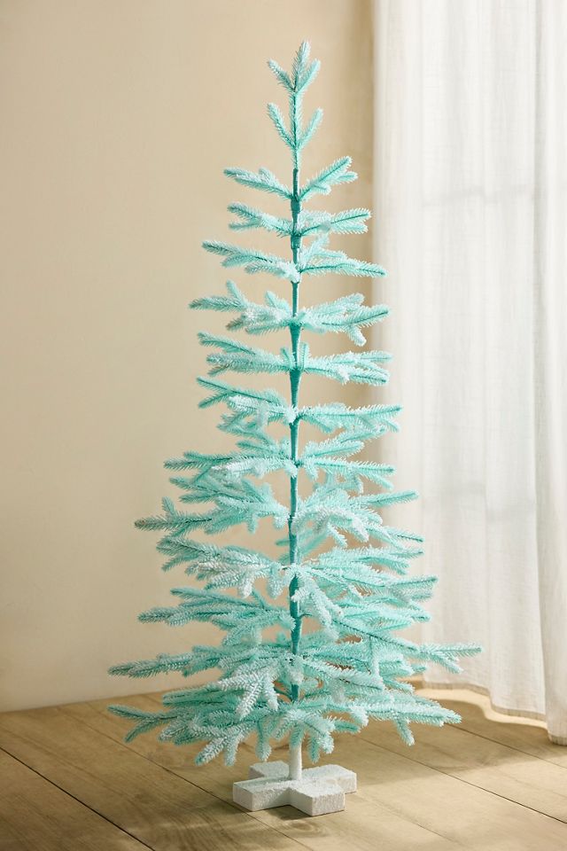 Flocked Mint Faux Fir Tree, 4’ #3