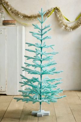 Flocked Mint Faux Fir Tree, 4’