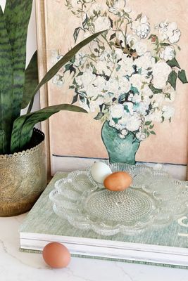 Old Flame Candle Co. Vintage Pressed Glass Deviled Egg Tray