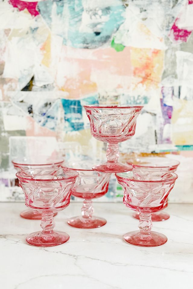 Old Flame Candle Co. Vintage Fostoria Pink Swirl Glasses #2