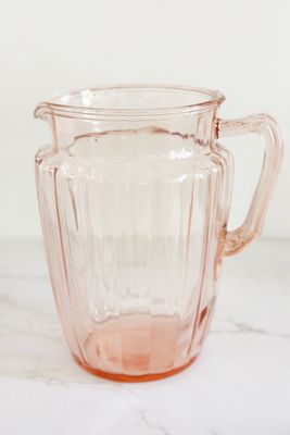 Old Flame Candle Co. Vintage Large Pink Depression Glass Pitcher