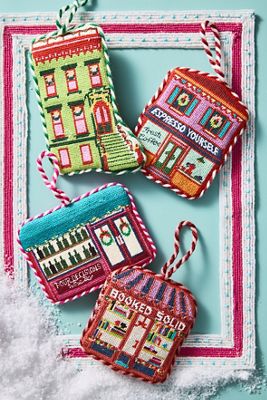 Furbish Holiday Scene Needlepoint Ornament