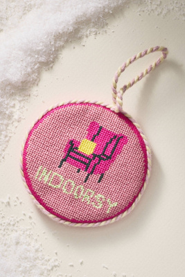 Furbish Studio Needlepoint Ornament In Pink