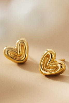 Missoma Womens Puffy Heart Mini 18ct Recycled Yellow Gold-plated Recycled-silver Earrings In Gold