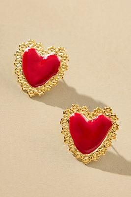 The Pink Reef Love Heart Stud Earrings