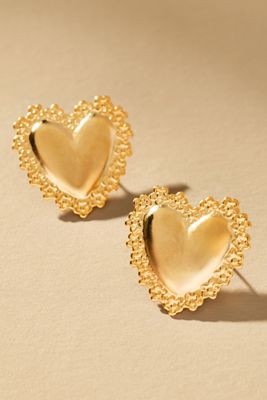 The Pink Reef Love Heart Stud Earrings