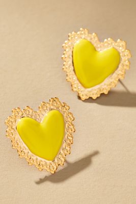 The Pink Reef Love Heart Stud Earrings