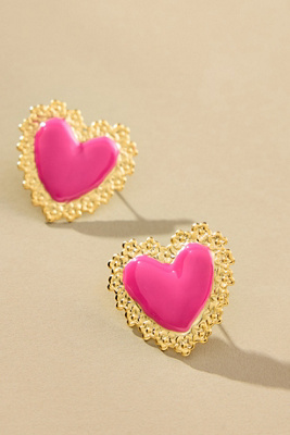 The Pink Reef Love Heart Stud Earrings