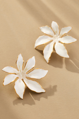 The Pink Reef Handpainted Tropic Post Earrings | Anthropologie display picture 1