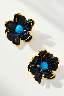 The Pink Reef Small Handpainted Jewel Box Flower Earrings