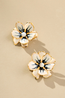 The Pink Reef Small Handpainted Jewel Box Flower Earrings