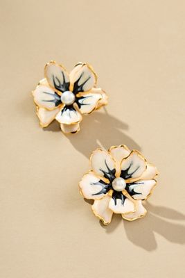 The Pink Reef Small Handpainted Jewel Box Flower Earrings