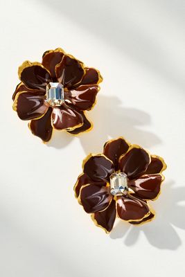 The Pink Reef Small Handpainted Jewel Box Flower Earrings