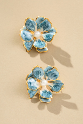 The Pink Reef Small Handpainted Jewel Box Flower Earrings