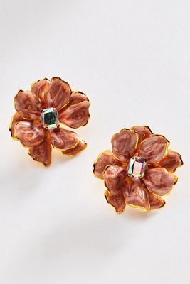 The Pink Reef Small Handpainted Jewel Box Flower Earrings