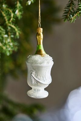 Champagne Bucket Glass Ornament