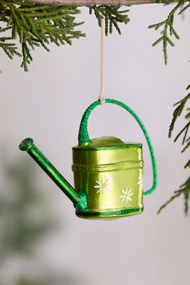 Daisy Watering Can Glass Ornament
