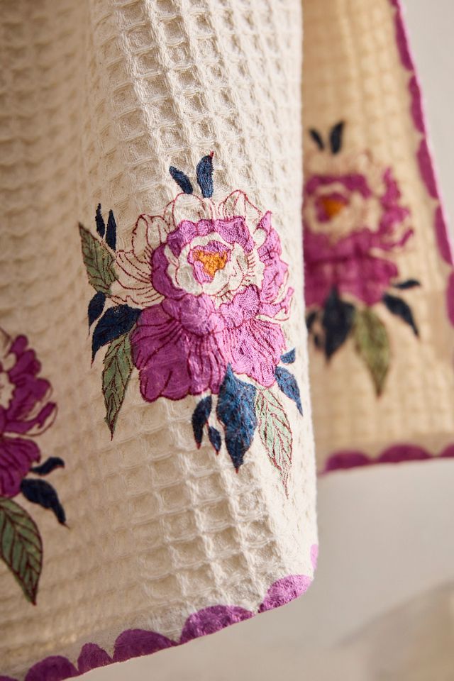 Valley of Flowers Waffle Hand Towel, Pink #1