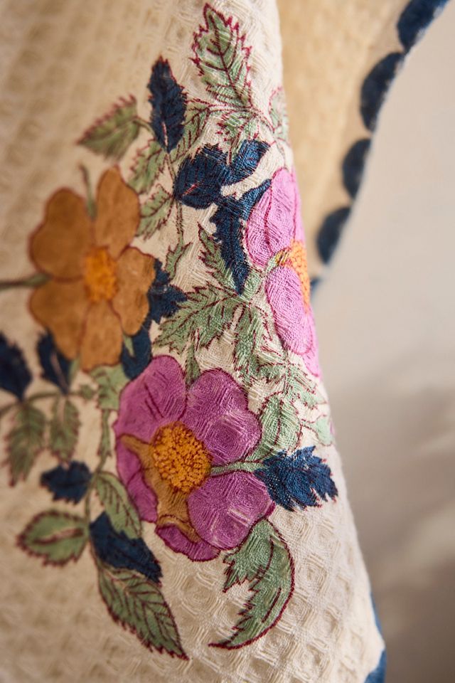Valley of Flowers Waffle Hand Towel, Blue #1