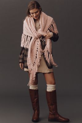 By Anthropologie Oversized Fringe Wrap