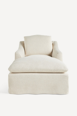 Anthropologie Nora Performance Linen Slipcover Chaise In White