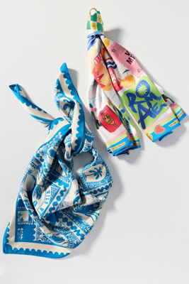 By Anthropologie Fun Icon Motif Hair Scarves, Set Of 2