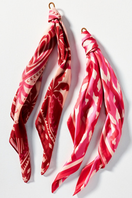 By Anthropologie Fun Icon Motif Hair Scarves, Set Of 2 In Red