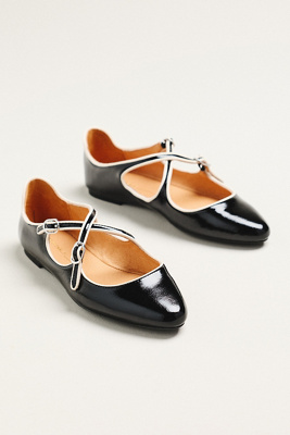 Intentionally Blank Vandam Criss-cross Mary Jane Flats In Black