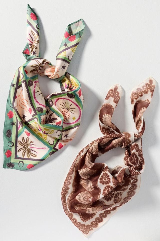 Neutral Patterned Hair Scarves, Set of 2 #1