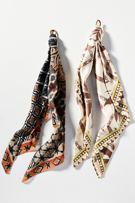 By Anthropologie Neutral Patterned Hair Scarves, Set Of 2