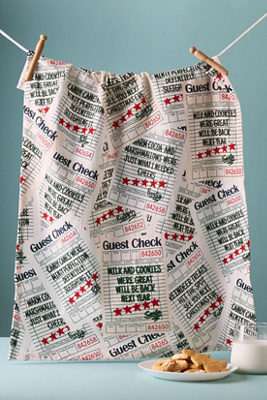 Anthropologie Christmas Check Embroidered Dish Towel In Multi