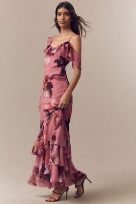 Mare Mare Chiffon Ruffle Scoop-Neck Maxi Slip Dress