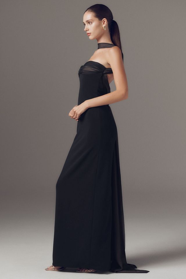 Retrofete Daufine Neck Scarf Sweetheart Maxi Dress #3