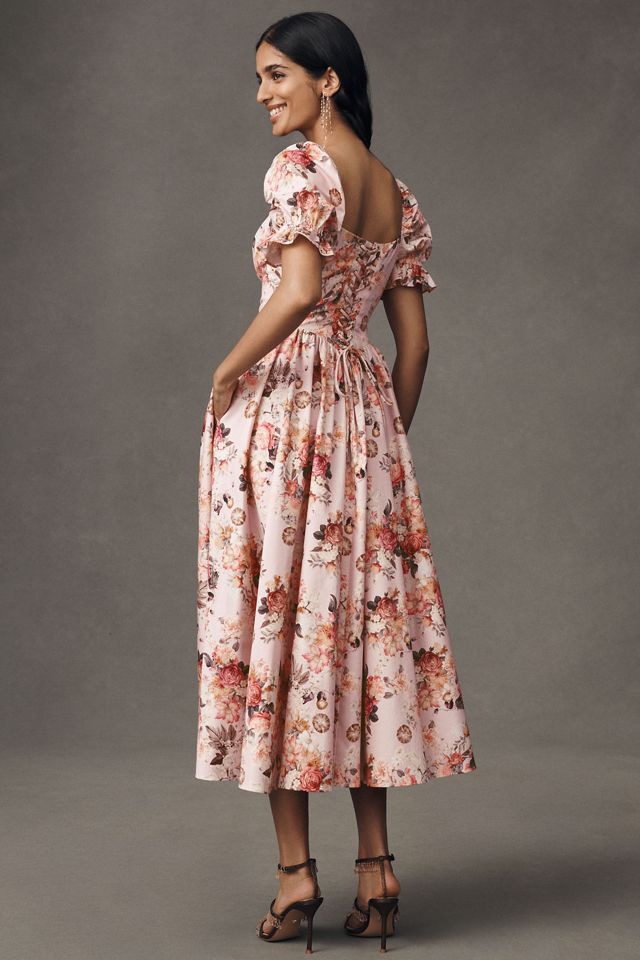 Mare Mare Square-Neck Puff-Sleeve A-Line Midi Dress #3
