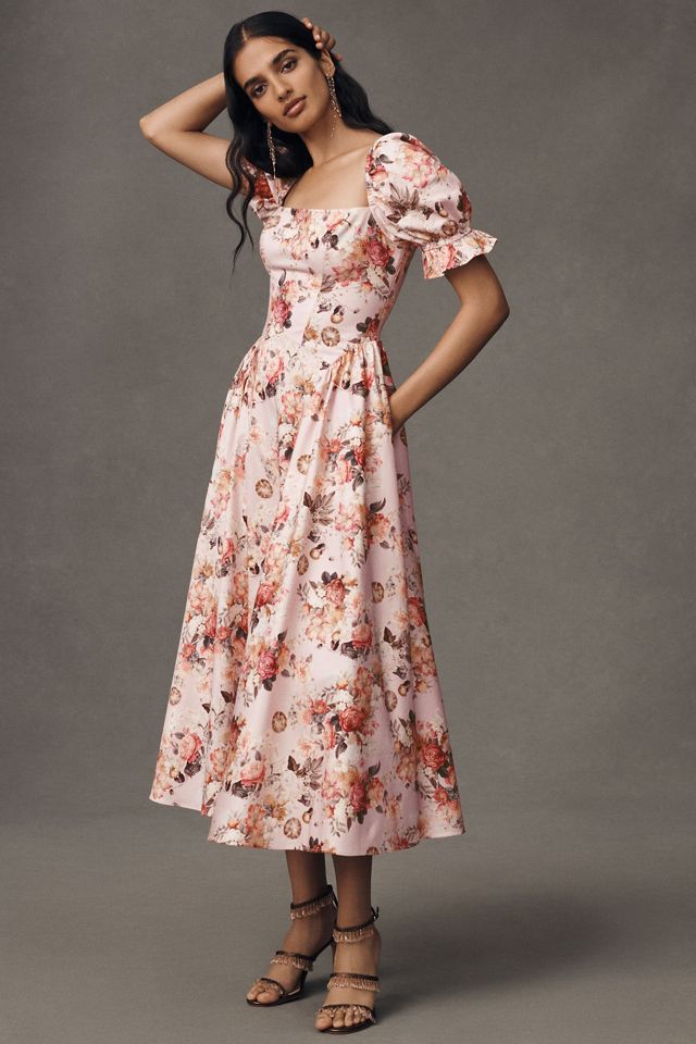 Mare Mare Square-Neck Puff-Sleeve A-Line Midi Dress #5