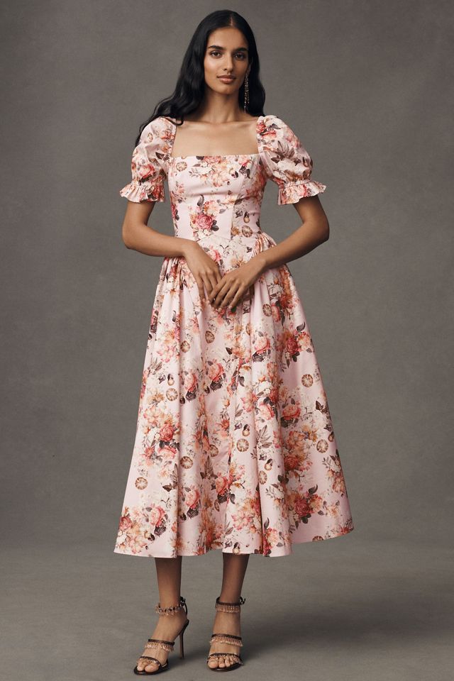 Mare Mare Square-Neck Puff-Sleeve A-Line Midi Dress #2