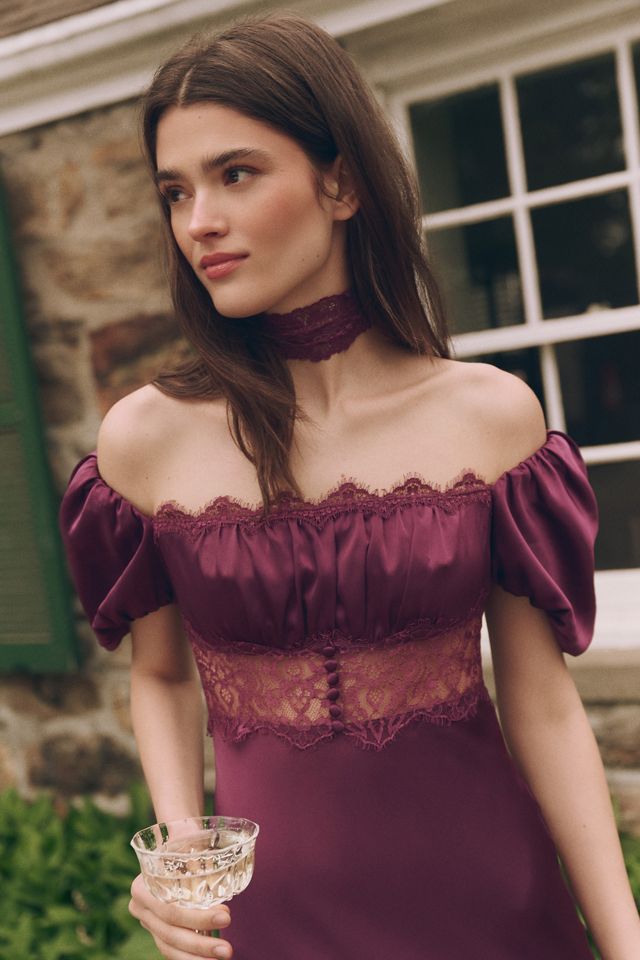 Mare Mare Satin & Lace Maxi Slip Dress