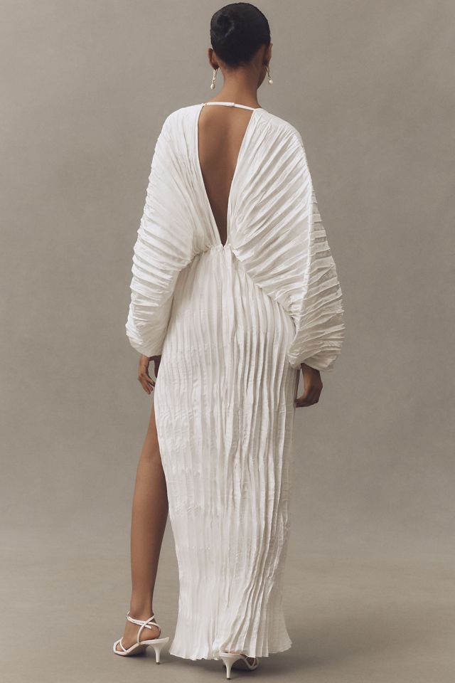 L'IDÉE De Luxe Long-Sleeve V-Neck Pleated Maxi Dress #1