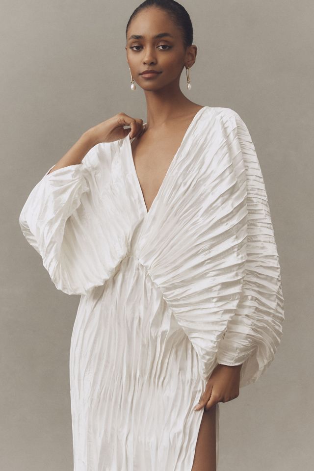 L'IDÉE De Luxe Long-Sleeve V-Neck Pleated Maxi Dress #2