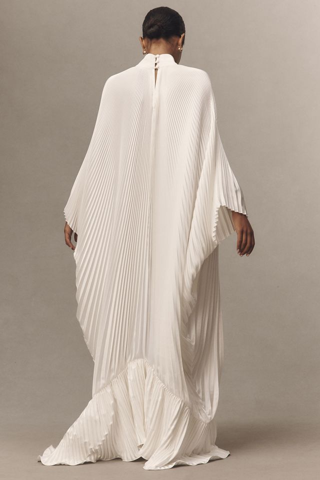 L'IDÉE Empire Long-Sleeve V-Neck Pleated Maxi Dress #1