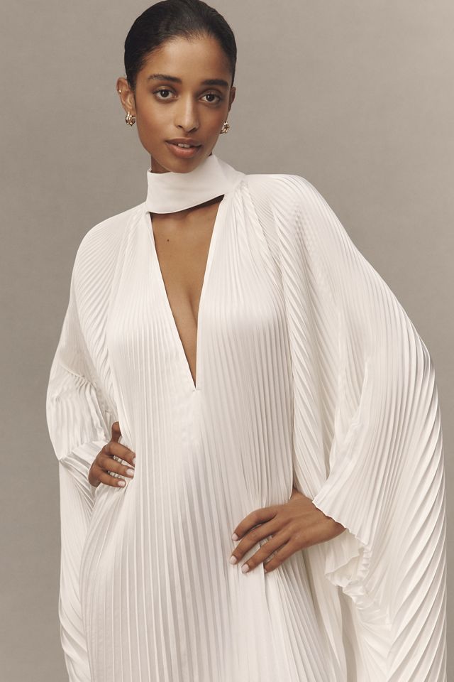 L'IDÉE Empire Long-Sleeve V-Neck Pleated Maxi Dress #2