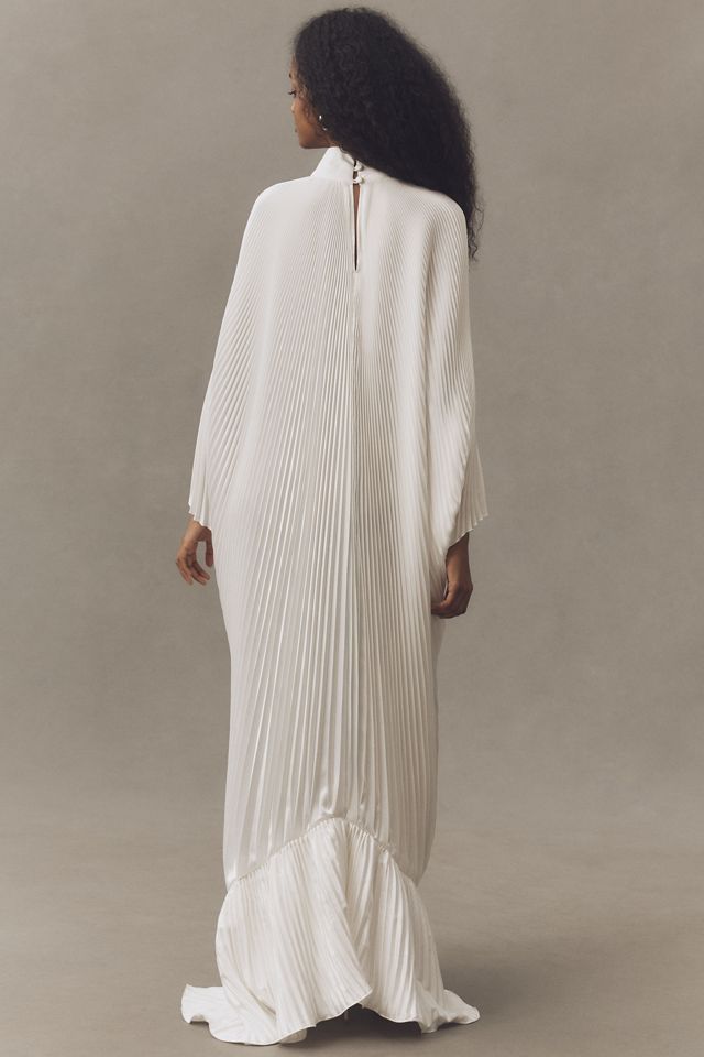 L'IDÉE Empire Long-Sleeve V-Neck Pleated Maxi Dress #5