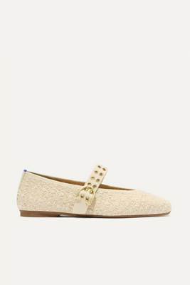 Rothys The Max Square Buckle Mary Jane Flats In Neutral